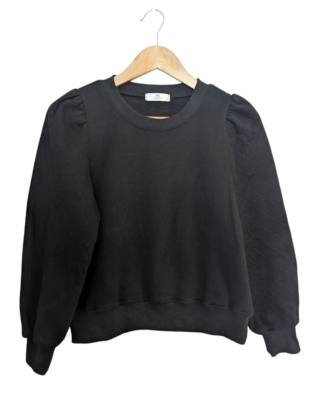 HABIT Black Puff Sleeve Sweatshirt Small